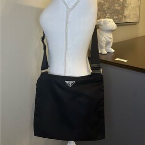 Prada Flat Black Crossbody Messenger Bag